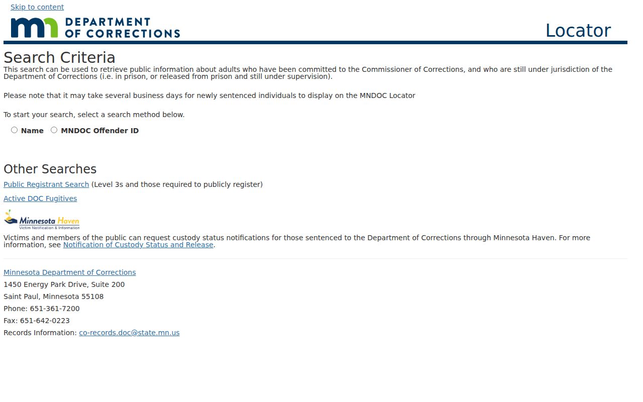 Rosemount residents directory Minnesota DOC public search
