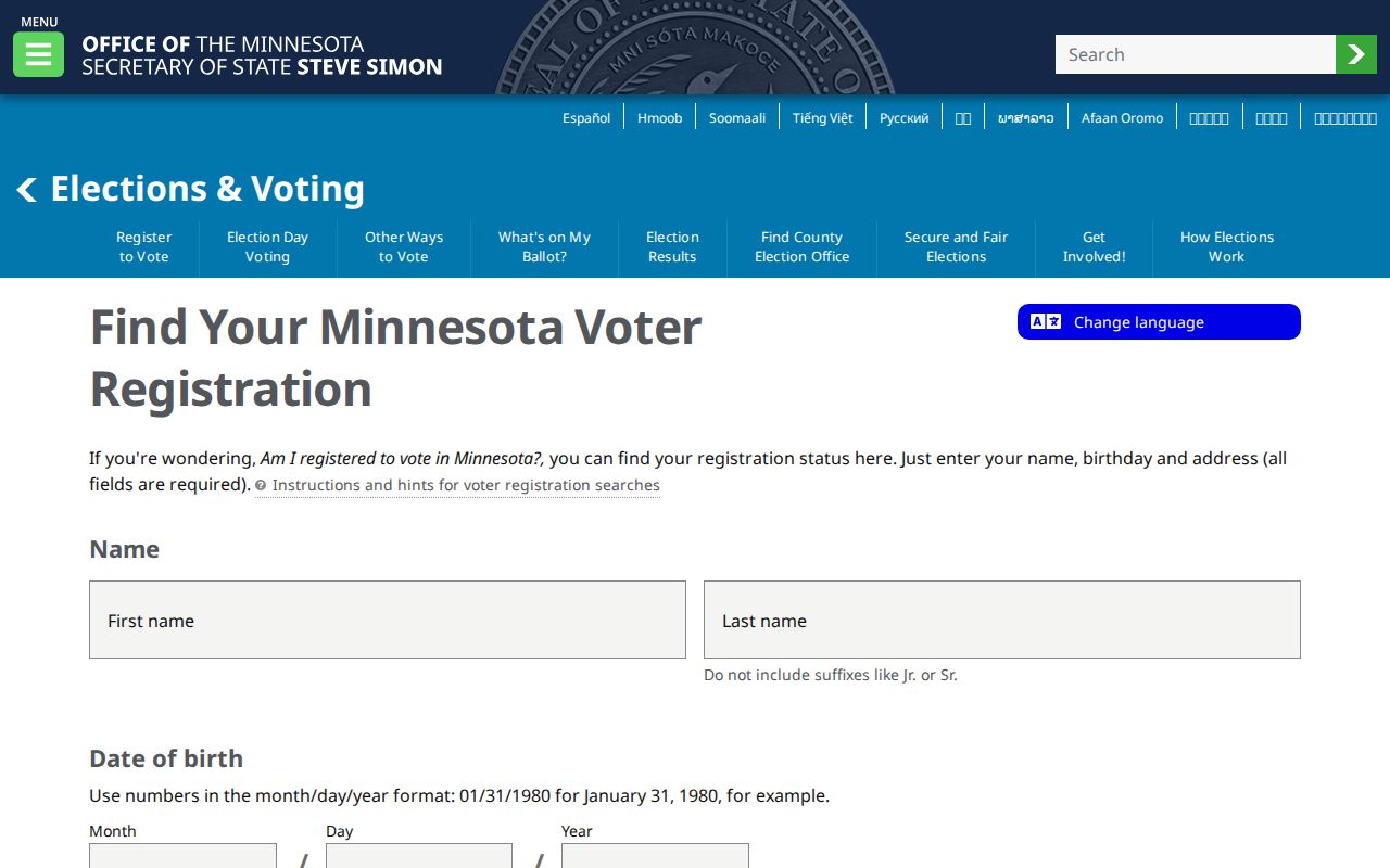 Rosemount residents directory Minnesota voter lookup form